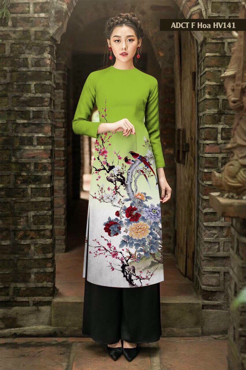Áo Dài Cách Tân Họa Tiết Xuân - AV364